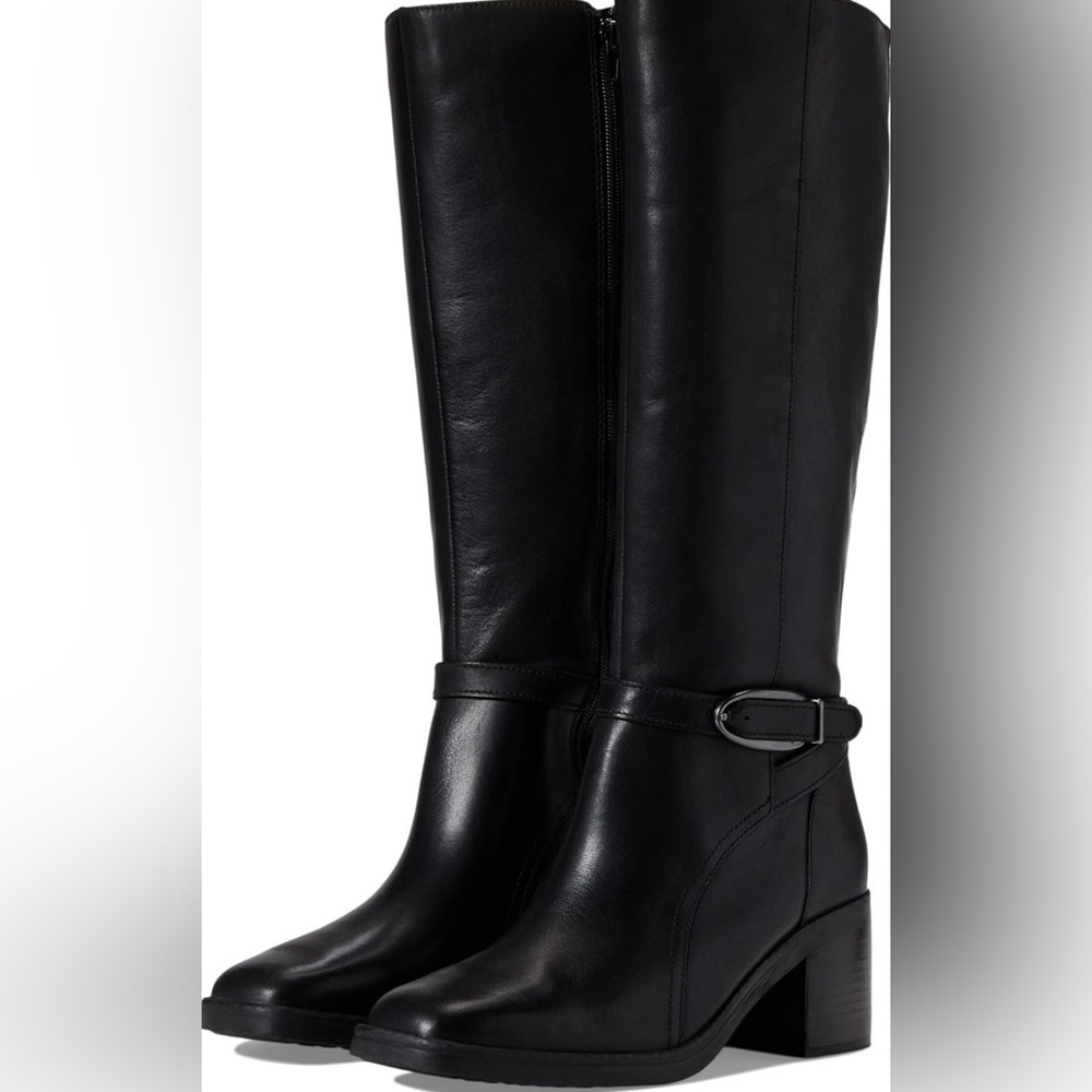 Naturalizer Womens Elliot Leather Square Toe Knee-High Boots